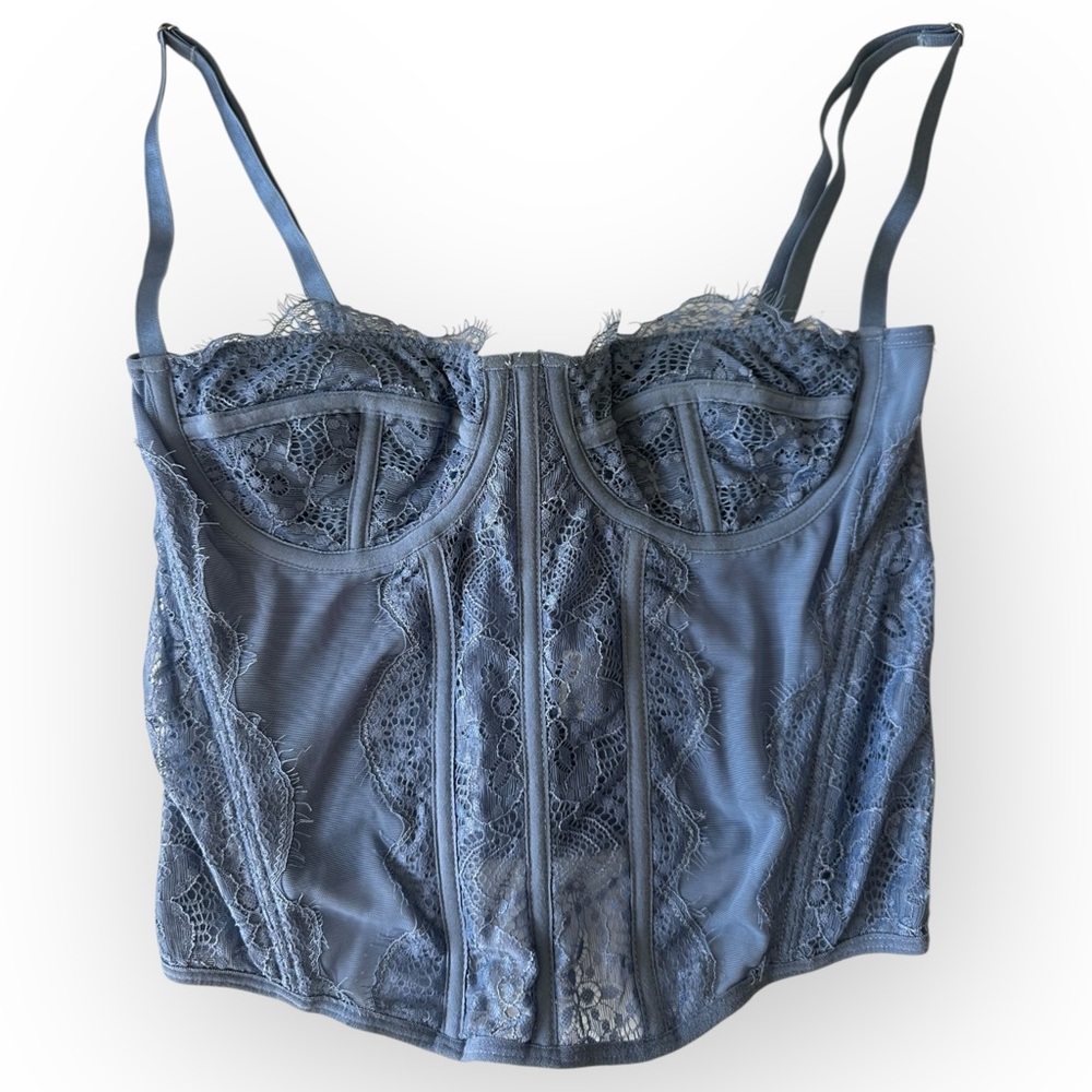 Chic Lace Bustier in Slate Blue
